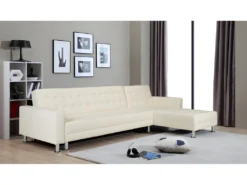 Canapé D'angle Convertible Et Réversible En Simili WILLIS - Blanc