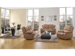 Canapé 3 Places Relax En Microfibre HERNANI - Taupe -Canapé Soldes Boutique canape 292643 4