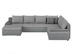 Canapé D'angle Panoramique Convertible Et Réversible En Simili Et Tissu DAKOTA - Gris 10 Canapé D'angle Panoramique Convertible Et Réversible En Simili Et Tissu DAKOTA - Gris -Canapé Soldes Boutique canape 294537