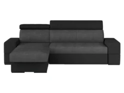 Canapé D'angle Convertible Et Réversible VALMY En Tissu Et Simili - Anthracite Et Noir -Canapé Soldes Boutique canape 295585