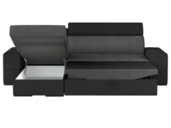 Canapé D'angle Convertible Et Réversible VALMY En Tissu Et Simili - Anthracite Et Noir -Canapé Soldes Boutique canape 295587