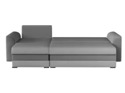 Canapé D'angle Réversible Et Convertible GIANY En Tissu Et Simili- Gris Clair Avec Bandes Anthracites -Canapé Soldes Boutique canape 295849