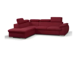 Canapé D'angle Convertible En Tissu Avec Coffre De Rangement FABIEN - Rouge - Angle Gauche -Canapé Soldes Boutique canape 300009