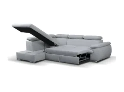 Canapé D'angle Convertible En Tissu Avec Coffre De Rangement FABIEN - Gris Clair- Angle Gauche -Canapé Soldes Boutique canape 300049