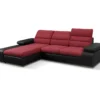 Canapé D'angle Convertible En Tissu Et Simili MIRABEAU - Bicolore Rouge/noir - Angle Gauche