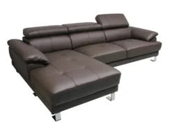 Canapé D'angle Gauche En Cuir Premium Marron EXCELSIORA -Canapé Soldes Boutique canape 302779