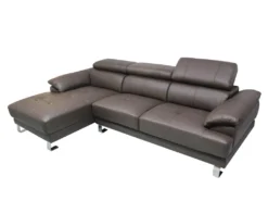 Canapé D'angle Gauche En Cuir Premium Marron EXCELSIORA