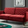Canapé 3 Places Convertible Clic-clac En Velours JORIS - Rouge