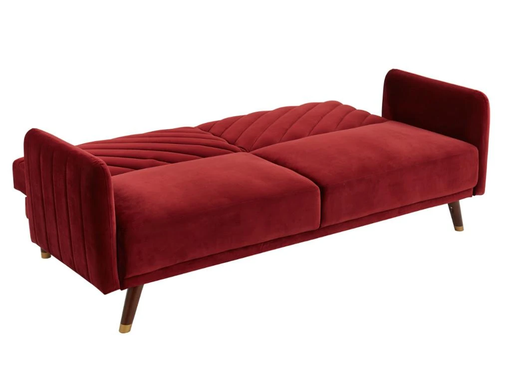 Canapé 3 Places Convertible Clic-clac En Velours JORIS - Rouge 5 Canapé 3 Places Convertible Clic-clac En Velours JORIS - Rouge – Image 5