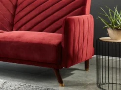 Canapé 3 Places Convertible Clic-clac En Velours JORIS - Rouge 11 Canapé 3 Places Convertible Clic-clac En Velours JORIS - Rouge -Canapé Soldes Boutique canape 303179
