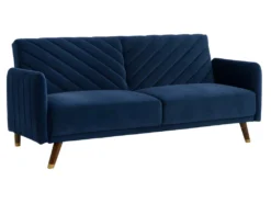 Canapé 3 Places Convertible Clic-clac En Velours JORIS - Bleu Nuit -Canapé Soldes Boutique canape 303185