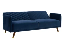 Canapé 3 Places Convertible Clic-clac En Velours JORIS - Bleu Nuit -Canapé Soldes Boutique canape 303187