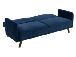 Canapé 3 Places Convertible Clic-clac En Velours JORIS - Bleu Nuit -Canapé Soldes Boutique canape 303189