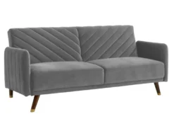 Canapé 3 Places Convertible Clic-clac En Velours JORIS - Gris Clair -Canapé Soldes Boutique canape 303197