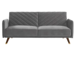 Canapé 3 Places Convertible Clic-clac En Velours JORIS - Gris Clair -Canapé Soldes Boutique canape 303199