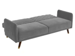 Canapé 3 Places Convertible Clic-clac En Velours JORIS - Gris Clair -Canapé Soldes Boutique canape 303201