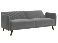 Canapé 3 Places Convertible Clic-clac En Velours JORIS - Gris Clair -Canapé Soldes Boutique canape 303203