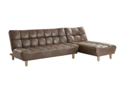 Canapé Modulable Convertible En Microfibre Vieillie ESTEBAN - Marron Vintage -Canapé Soldes Boutique canape 307123