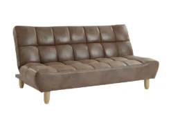 Canapé Modulable Convertible En Microfibre Vieillie ESTEBAN - Marron Vintage -Canapé Soldes Boutique canape 307139