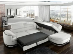 Canapé D'angle Convertible En Simili MYSEN - Blanc - Angle Droit -Canapé Soldes Boutique canape 308291