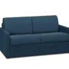 Canapé 2 Places Convertible Express En Tissu CALIFE - Bleu Foncé - Couchage 120 Cm - Matelas 14 Cm