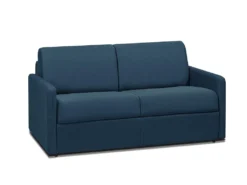 Canapé 2 Places Convertible Express En Tissu CALIFE - Bleu Foncé - Couchage 120 Cm - Matelas 22 Cm