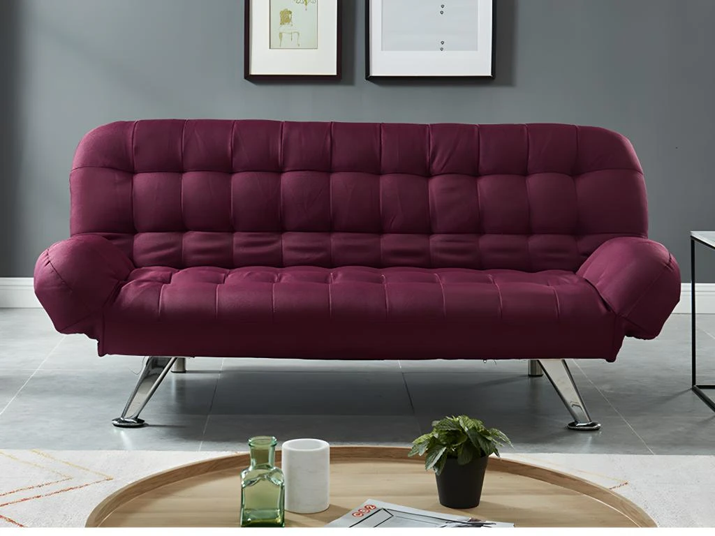 Canapé Convertible Clic-clac En Tissu BERRY - Prune 6 Canapé Convertible Clic-clac En Tissu BERRY - Prune – Image 6