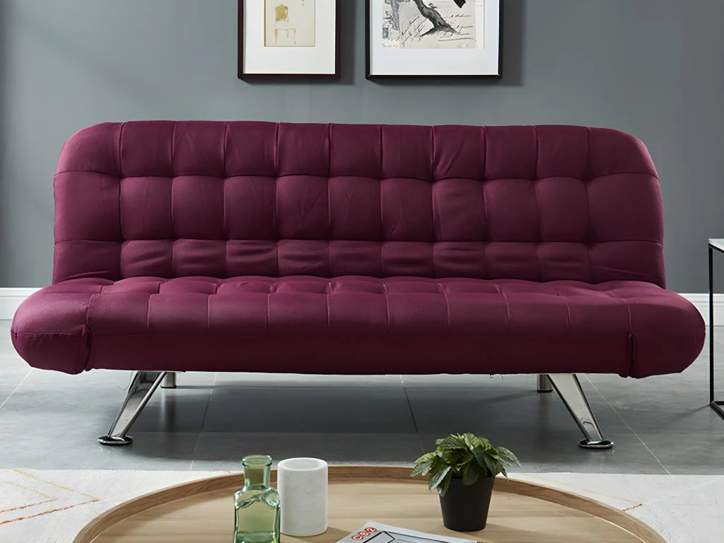 Canapé Convertible Clic-clac En Tissu BERRY - Prune 1 Canapé Convertible Clic-clac En Tissu BERRY - Prune