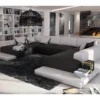 Canapé Panoramique 7 Places En Simili SCOSY - Bicolore Noir Et Blanc