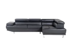 Canapé D'angle En Cuir DUNCAN - Noir - Angle Droit