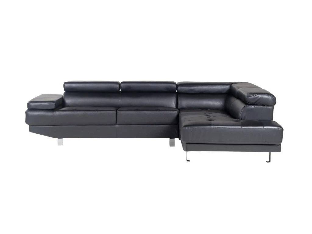Canapé D'angle En Cuir DUNCAN - Noir - Angle Droit 1 Canapé D'angle En Cuir DUNCAN - Noir - Angle Droit