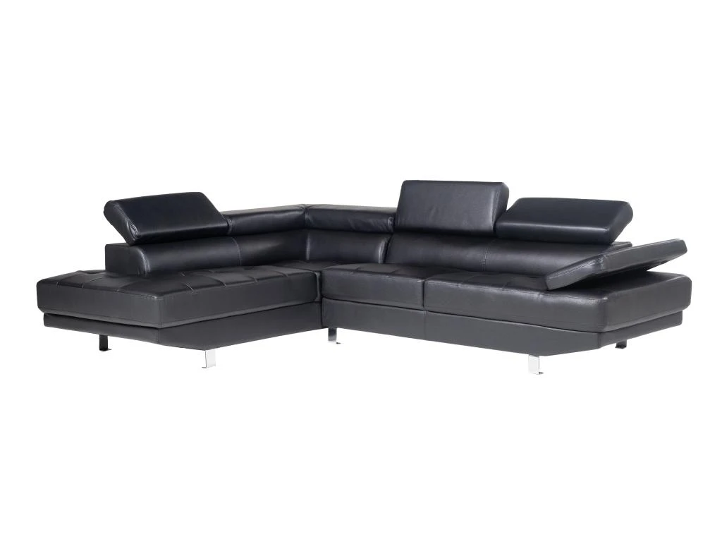 Canapé D'angle En Cuir DUNCAN - Noir - Angle Gauche 3 Canapé D'angle En Cuir DUNCAN - Noir - Angle Gauche – Image 3