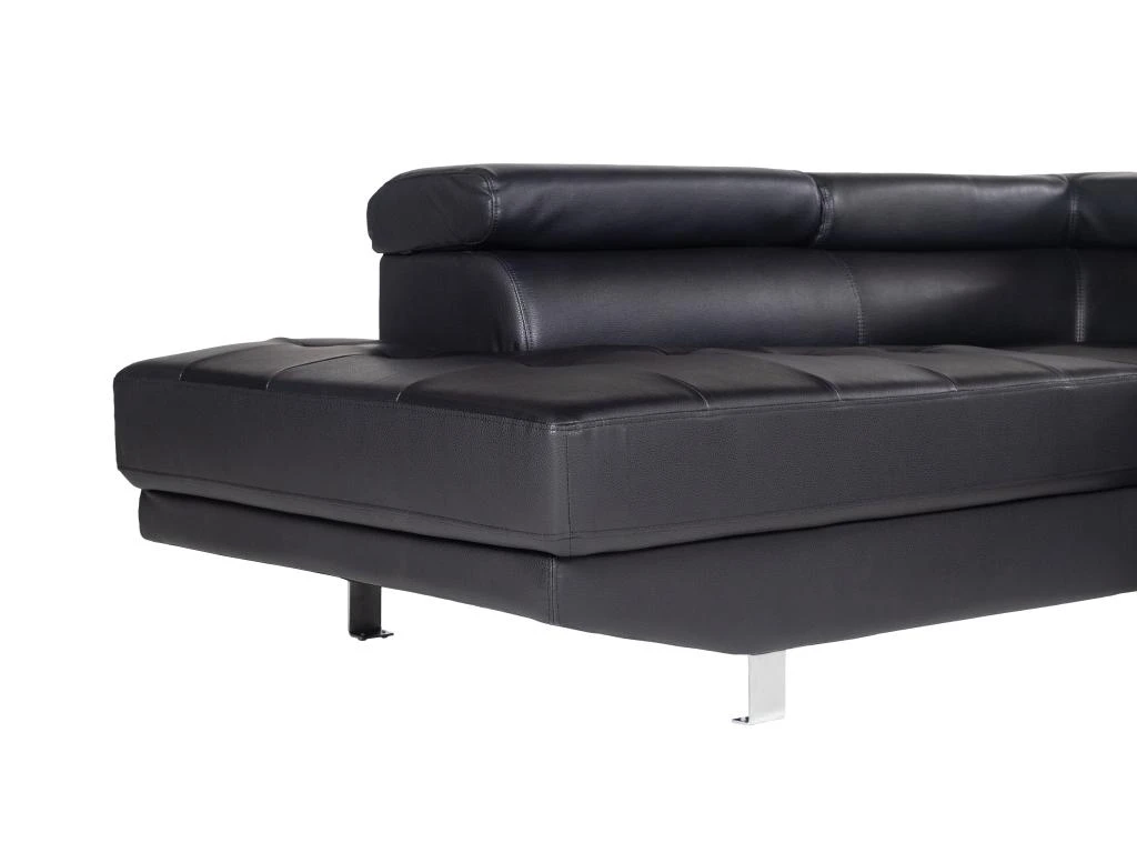 Canapé D'angle En Cuir DUNCAN - Noir - Angle Gauche 4 Canapé D'angle En Cuir DUNCAN - Noir - Angle Gauche – Image 4