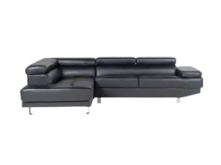 Canapé D'angle En Cuir DUNCAN - Noir - Angle Gauche