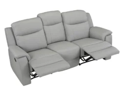 Canapé 3 Places Relax EVASION En Cuir - Gris Clair -Canapé Soldes Boutique canape 318065