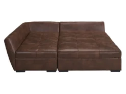 Canapé D'angle Convertible En Microfibre Vieillie ROMANE - Marron Vintage - Angle Gauche -Canapé Soldes Boutique canape 319117