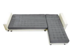 Canapé D'angle Convertible Et Réversible En Tissu Et Simili WILLIS - Blanc/gris -Canapé Soldes Boutique canape 327483