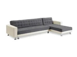 Canapé D'angle Convertible Et Réversible En Tissu Et Simili WILLIS - Blanc/gris -Canapé Soldes Boutique canape 327485