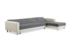 Canapé D'angle Convertible Et Réversible En Tissu Et Simili WILLIS - Blanc/gris -Canapé Soldes Boutique canape 327487
