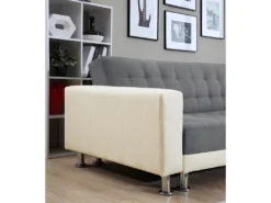 Canapé D'angle Convertible Et Réversible En Tissu Et Simili WILLIS - Blanc/gris -Canapé Soldes Boutique canape 327489