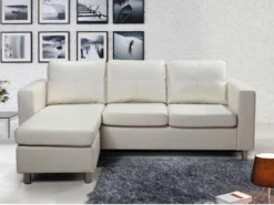 Canapé D'angle Réversible En Simili ACKLEY - Ivoire