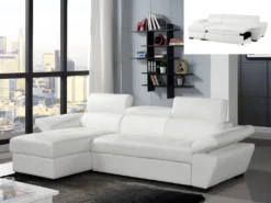 Canapé D'angle Convertible En Cuir JONOVA - Blanc - Angle Droit 17 Canapé D'angle Convertible En Cuir JONOVA - Blanc - Angle Droit -Canapé Soldes Boutique canape 340843 3
