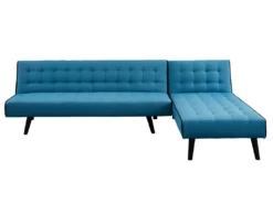 Canapé Modulable Convertible BAYOU En Tissu - Bleu Et Passepoil Noir -Canapé Soldes Boutique canape 346865