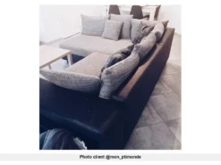 Canapé D'angle Convertible Tissu Et Simili KUOPIO - Gris Et Noir - Angle Gauche -Canapé Soldes Boutique canape 346877