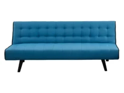 Canapé 3 Places Convertible Clic-clac BAYOU En Tissu - Bleu Et Passepoil Noir