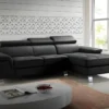 Canapé D'angle Cuir MISHIMA - Noir - Angle Droit