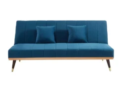 Canapé 3 Places Convertible Clic-clac En Velours KERBI - Bleu Roi -Canapé Soldes Boutique canape 351445