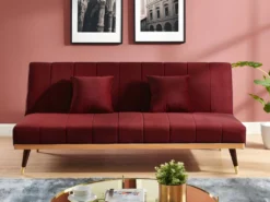 Canapé 3 Places Convertible Clic-clac En Velours KERBI - Vert Sapin -Canapé Soldes Boutique canape 351451 1