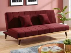 Canapé 3 Places Convertible Clic-clac En Velours KERBI - Bleu Roi -Canapé Soldes Boutique canape 351453