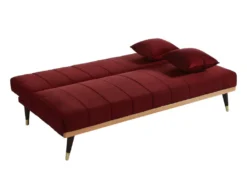 Canapé 3 Places Convertible Clic-clac En Velours KERBI - Vert Sapin -Canapé Soldes Boutique canape 351455 1